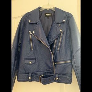 Blue Leather Like Women’s Jacket